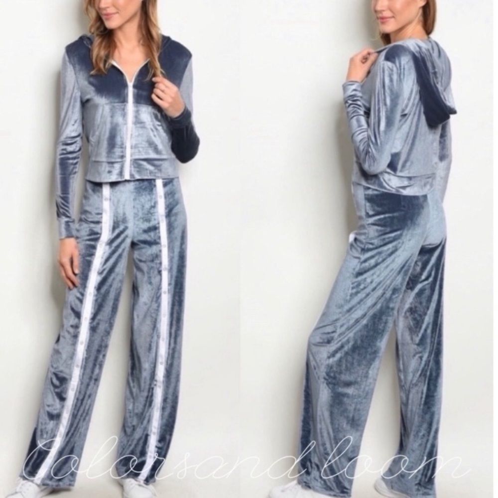 Crushed Velvet Hoodie Set